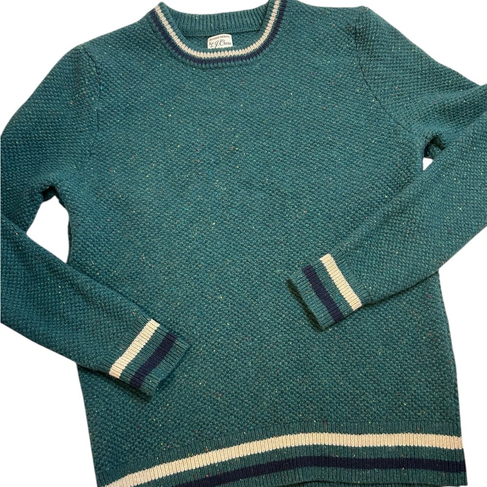 J Crew Rugged Merino Wool Sweater Mens Large Crewneck Pullover Donegal Grandpa